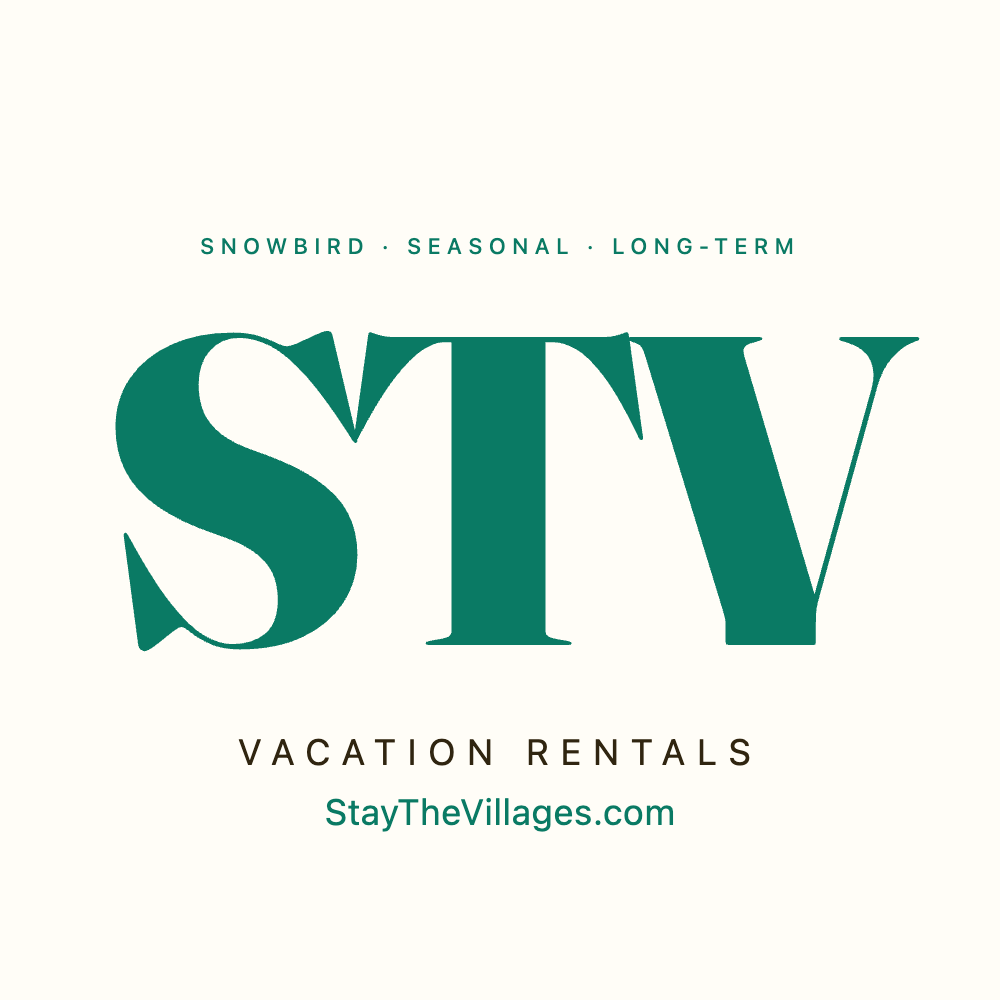 Stay The Villages logo — Cream background, green text